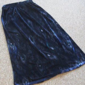 Long Velour Skirt - Peacock Pattern - Size M -NWOT